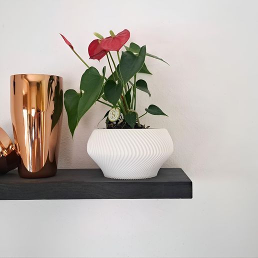 Modern Designer Flower Pot - 3D Printable Planter with Organic Spiral Design - 3D model önizlemesi