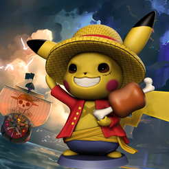 teste_lufy.png Archivo STL Pikachu Luffy Cosplay・Plan imprimible en 3D para descargar