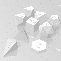 Polyset-Horizontal-D2-D4D-Fantasy-Elf-Font.jpg Файл STL Polyset Dice (Sharp Edges) - Fantasy Elf Font - D2, D4, D4 Droplet Crystal, D6, D8, D10, D12, D% Horizontal, D20・3D-печатный дизайн для загрузки