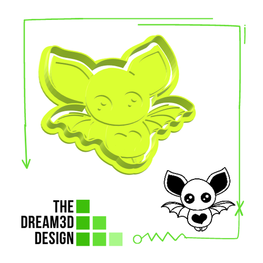 BAT IN LOVE COOKIE CUTTER DEBOSSER/ COOKIE CUTTER & STAMPER 3D model