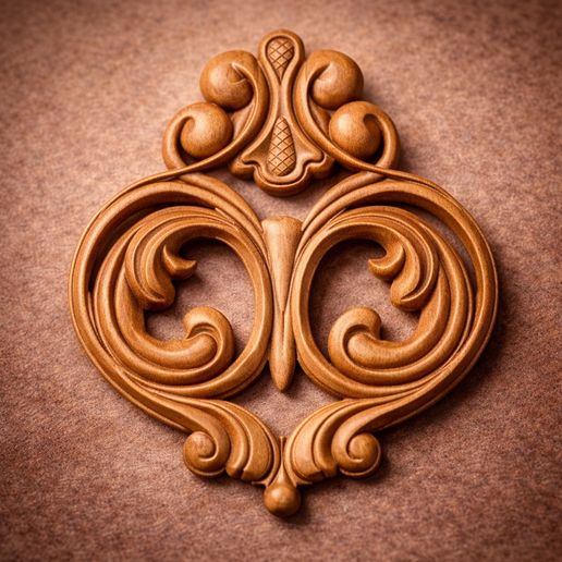 Baroque Scroll Applique STL | CNC Ornamental Relief