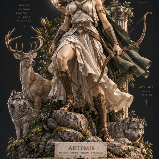 Artemis Goddess of the Hunt | Greek Mythology Statue STL | Archer 3D Print