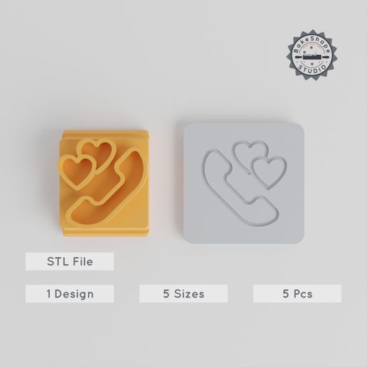 product_2094-01_main.jpg Heart Phone Call Stamp Tile Set, 5 Sizes, Clay & Cookie Crafting