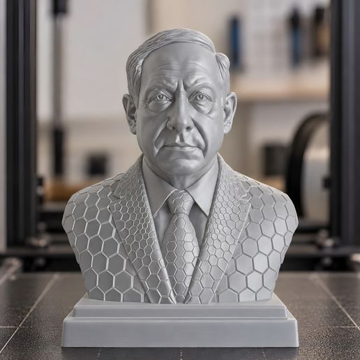 Hexagonal Mosaic Benjamin Netanyahu Bust 3D Print Model