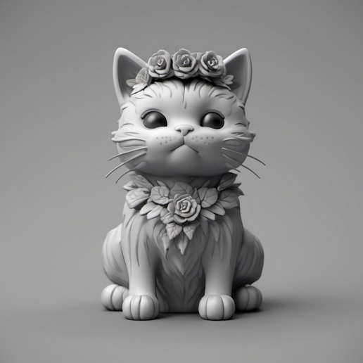 Petal Purrfection: Chibi Kitty in Bloom! 🌸🐾