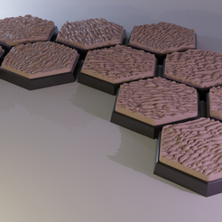 ovw.png Файл STL 10x 35x30mm hex base с песчаным грунтом (battletech и т.п.)・Дизайн 3D принтера для загрузки