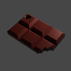 RENDER.png STL file Key ring 70% chocolate bar :-P・3D print object to download, alfr3design