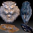 LionHead10.jpg Lion head STL file 3d model - relief for CNC router or 3D printer.