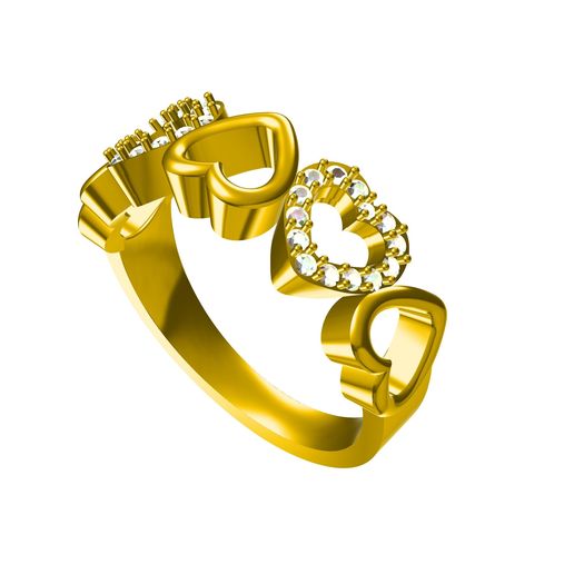 3D CAD Model For Beautiful Multi Heart Design Ring - 3D model önizlemesi