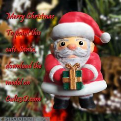 Deco_PereNoelMignon4.jpg Fichier STL Décoration de Noël - Père Noël Mignon・Modèle imprimable en 3D à télécharger