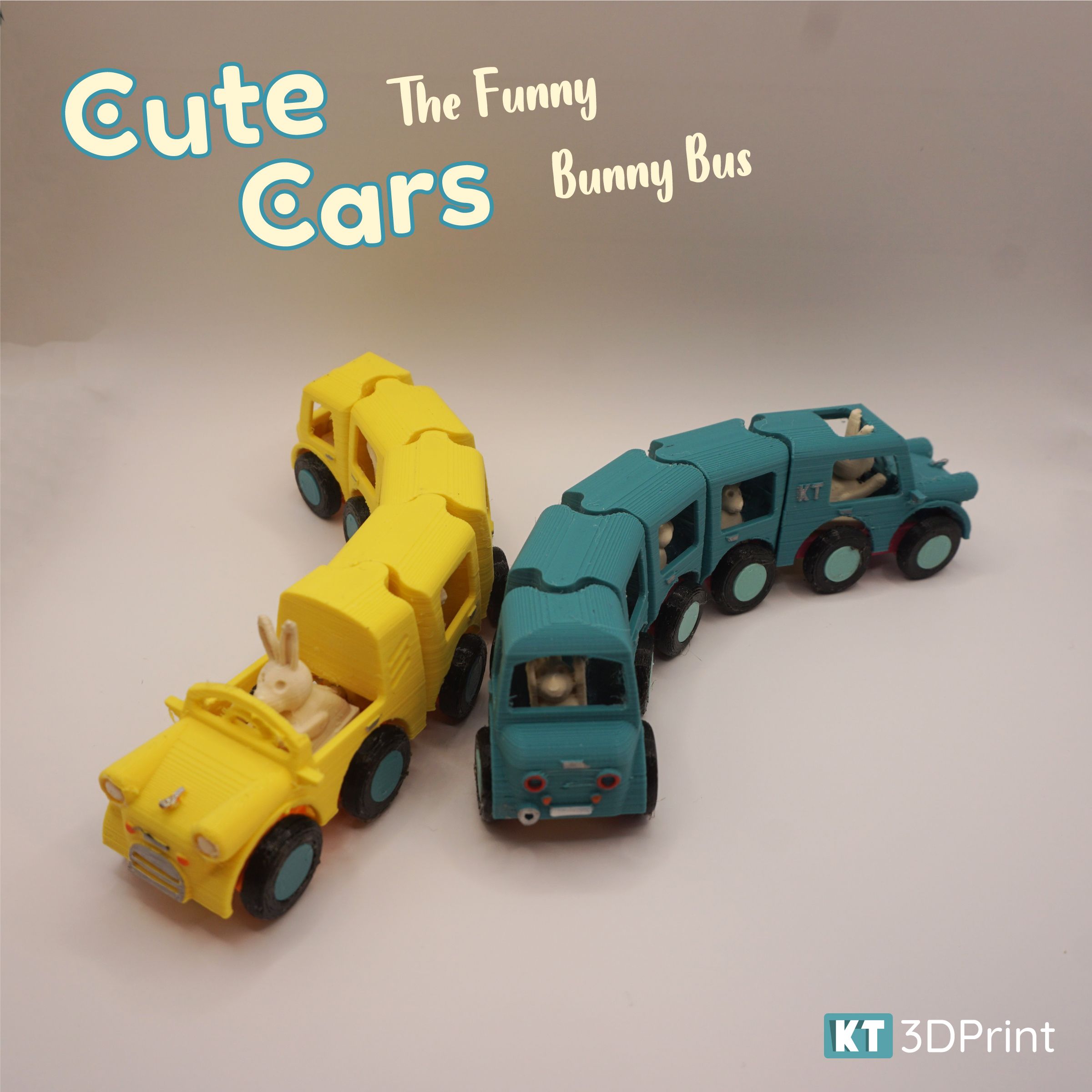 CuteCarsBunny_9.jpg Télécharger fichier STL Voitures mignonnes - Funny Bunny Bus • Modèle à imprimer en 3D, KT3Dprint