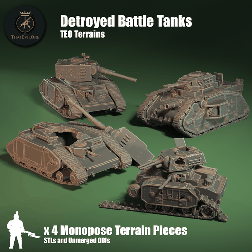 TEO Terrains - Destroyed Battle tanks