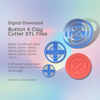 Cover-7.png Button Shape 4 Clay Cutter - Crafter STL Digital File Download- 10 sizes and 2 Earring Cutter Versions, cookie cutter
