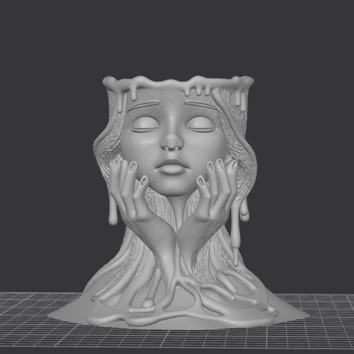Melting Beauty Candle Holder – Abstract Woman Face Sculpture for 3D Printing 3D model