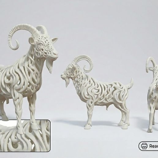 Modern Filigree Goat Sculpture - Decorative 3D Printable Model