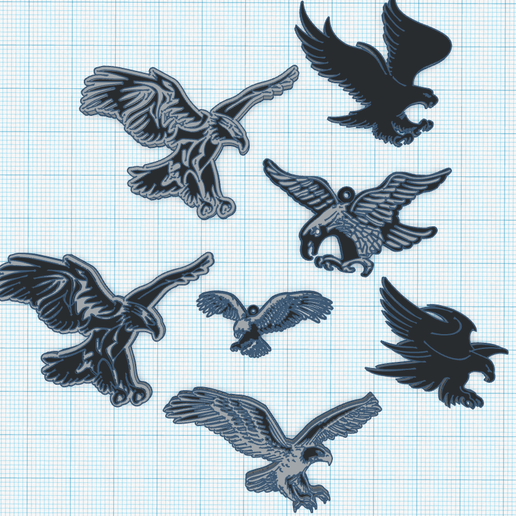 Eagle, Hawk Charm, silhouettes, pendant, Soaring American Eagle Logo 3D model