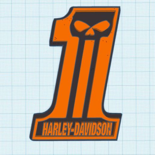 🏍️ HARLEY DAVIDSON EMBLEM SKULL ONE LOGO・ STL File for 3D