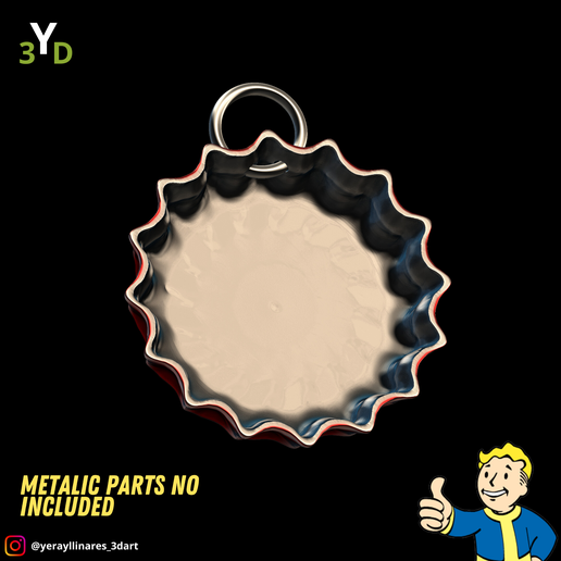 🧢 Fallout Nuka-cola Cap Necklace・ STL File for 3D printing・Cults