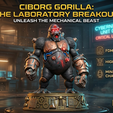 gorilla.png Cyborg Gorilla 3D STL File for FDM Printing - Miniature Cartoon Character Sculpture - Cybernetic Ape Warrior Figurine - Sci-Fi Laboratory Beast Digital Download