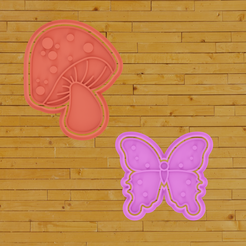 1.png STL file COOKIE CUTTER mushroom butterfly・Model to download and 3D print
