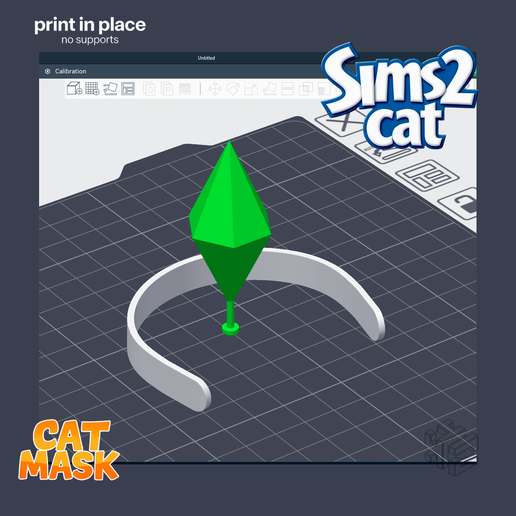 🐱 Sims 2 Plumbob Headband Cat Mask – 3D Printable Accessory・ STL File ...