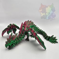 dragon1_1_wm.jpg Archivo STL Dragón - Monstruo Flexi Articulado con alas y mandíbula móviles (impresión en el lugar, sin soportes)・Objeto de impresión 3D para descargar
