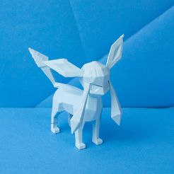 Glaceon_Eeveelutions_3D_print_STL_16.jpg STL file Glaceon Low Poly Pokemon・3D printer design to download, 3D-mon