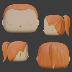 ponytail.png Archivo STL Funko Pop Cabeza de mujer con coleta・Modelo para descargar e imprimir en 3D