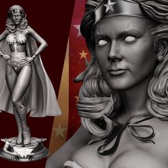 113022-B3DSERK-Lynda-Carter-Wonder-Woman-Sculpture-01.jpg Archivo 3D B3DSERK Plazo de noviembre 2022: Wonder Woman - Lynda Carter Escultura 1/6 lista para imprimir・Diseño de impresión en 3D para descargar