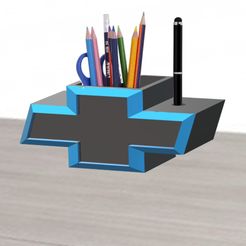 PORTA-CHEV.png Free STL file chevrolet logo pencil holder・3D printable model to download