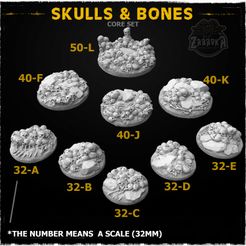 SKULLS & BONES | CORE SET | <i | | | | | | | | | | | _ *THE NUMBER MEANS A SCALE (32MM) Skull and Bones Base toppers