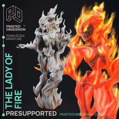 lady-of-fire.jpg Archivo 3D Dama de Fuego - Jerrys Circus of Horrors - PRESUPUESTO - Ilustrado y Estadísticas - Escala 32mm・Modelo imprimible en 3D para descargar