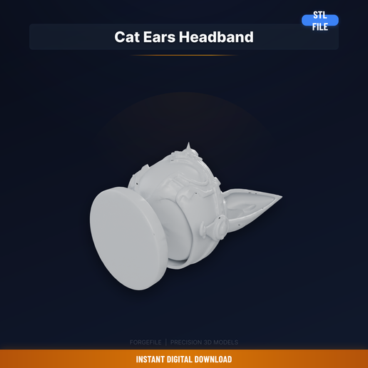 Anime Cat Ears On Headband, Pointed Ears, Kawaii Style, - 3D Printable STL File