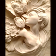 0_1.png Elegante panel de escultura en relieve de mujer con flor