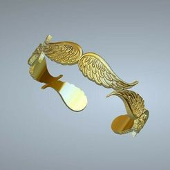Angel-Wings-Cuff-Bangle.jpg STL-Datei Angel Wings Kalb Armreif・Modell für 3D-Drucker zum Herunterladen
