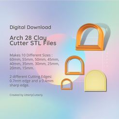 Pink-and-White-Geometric-Marketing-Presentation-3000-×-2000px-3000-×-2000px-Instagram-Post-Squ.png 3D file Arch 28 Clay Cutter - Boho Shape STL Digital File Download- 10 sizes and 2 Cutter Versions・3D print design to download, UtterlyCutterly