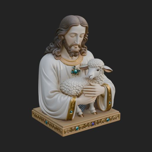 Good Shepherd Lamb Bust Statue Design 4 - 3D Print Model