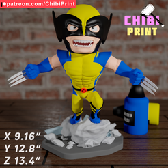 @®patreon.com/ChibiPrint Файл STL ЧИБИ РОСОМАХА X-MEN・3D-печатный дизайн для загрузки, ChibiPrint