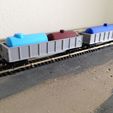 IMG_6355.jpg N scale Model Freight Train Cars Gondola Cars Three Versions Full Side & Single and Double Opening Sides #1 by Socrates for Micro-Trains Couplers