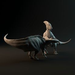 Charonosaurus_fight.jpg STL file Charonosaurus fight 1-35 scale pre-supported dinosaur・3D print design to download