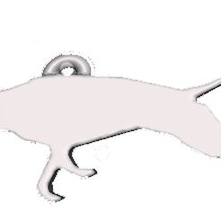 disco-perro-keychain.jpg Hund mit Frisbee Schlüsselanhänger