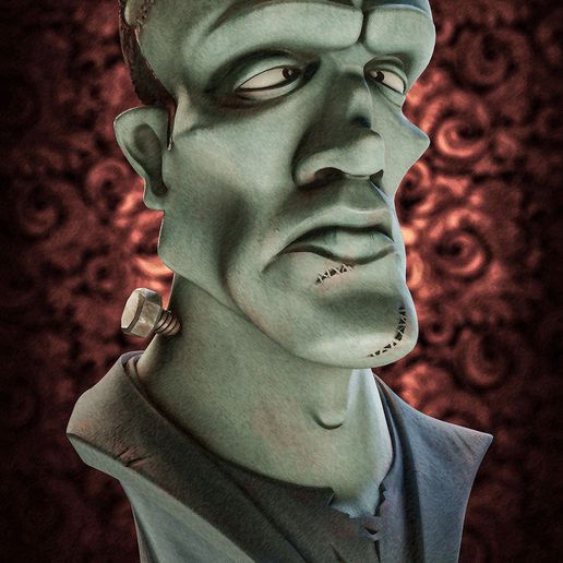 👤 Frankenstein Bust・Free STL File for 3D printing・Cults