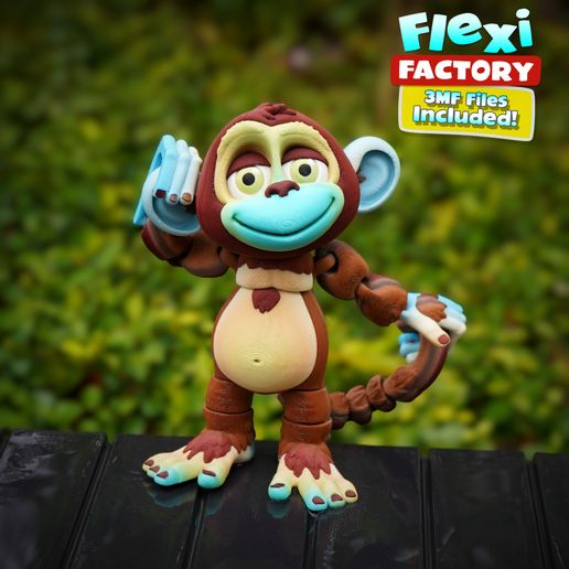 🧑‍🏭 Flexi Factory Monkey with Tree and Banana: 3mf