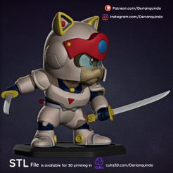 iT) Patreon.com/Derianquindo iC) Instagram.com/Derianquindo ST i File is available for 3D printing in cults3D.com/Derianquindo Fichier 3D Speedy / Samurai pizza cats fanart・Design pour imprimante 3D à télécharger