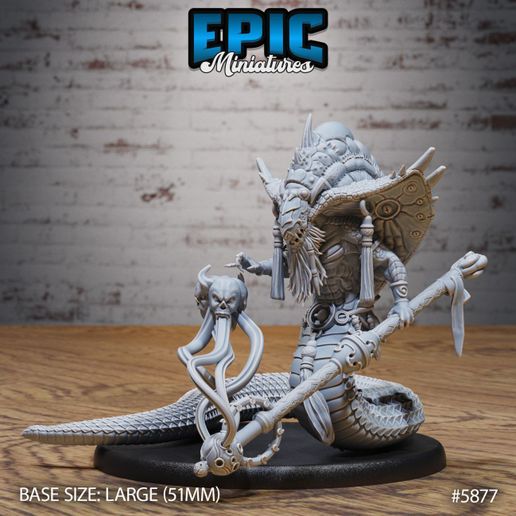 Naga Shaman ‧ DnD Miniature ‧ Tabletop Miniatures ‧ Gaming Monster ‧ 3D Model ‧ RPG ‧ DnDminis ‧ STL FILE