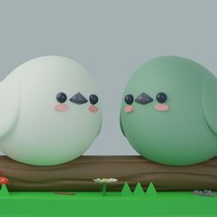 1080Pajalitos.jpg Archivo STL Cute Bird Couple / Pareja de aves tiernas・Diseño para descargar y imprimir en 3D