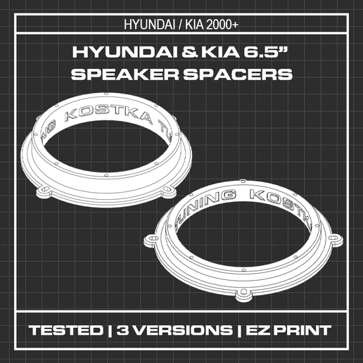 Hyundai / Kia Speaker Spacers / Adaptors 6.5"