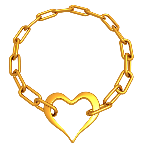 gold-colored heart bracelet 3D model