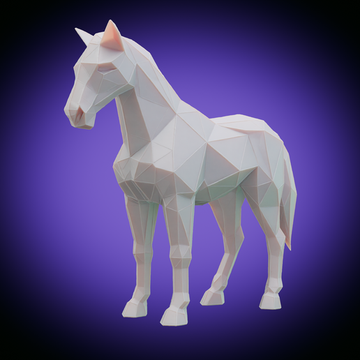 Horse_front.png Low-Poly Standing Horse – Minimalist Stylized 3D Animal Model