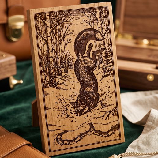 Fox Pouncing in Snow SVG - Winter Forest Wildlife Laser Cut File for Wood Wall Art